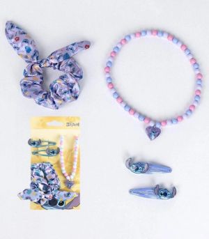 Disney Stitch Скрънчи ластик с 2 фиби и колие 