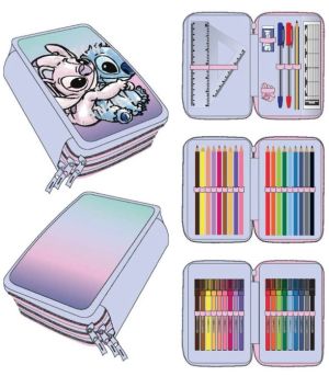 Disney Stitch Ученически Несесер с 3 Ципа и Съдържание