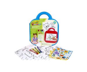 Crayola Mini Kids Подложка за рисуване куфарче с 4 пастела, шалбони и стикери